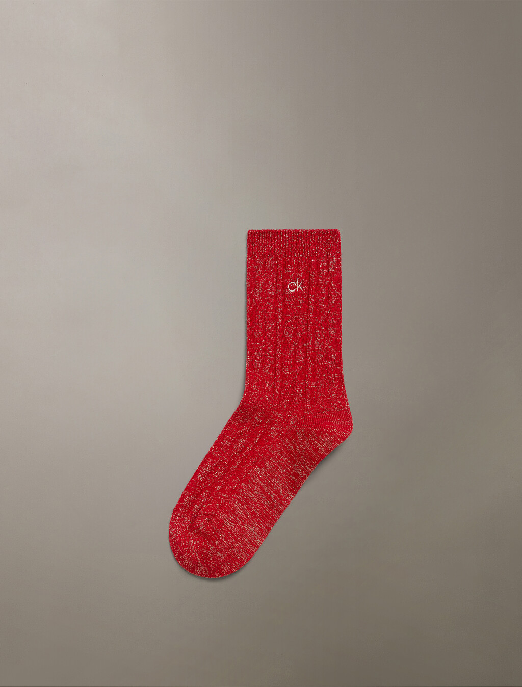 絞花針織中筒襪, CHINESE RED, hi-res