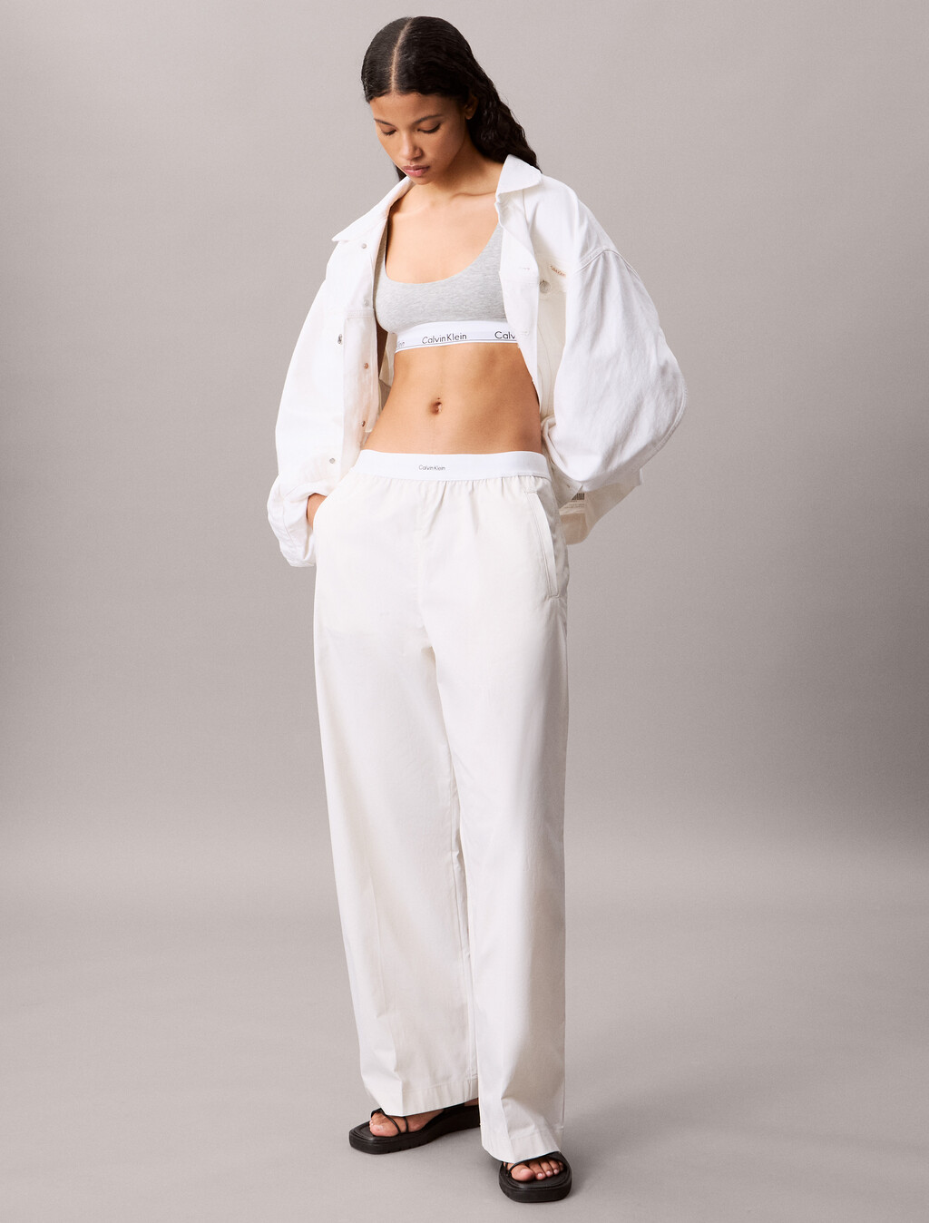 Cotton Relaxed Pants, Blanc De Blanc, hi-res