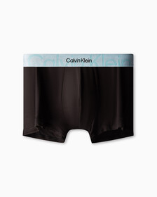 EMBOSSED ICON MICROFIBER LOW RISE TRUNKS, BLACK W/ PALEST BLUE WB, hi-res