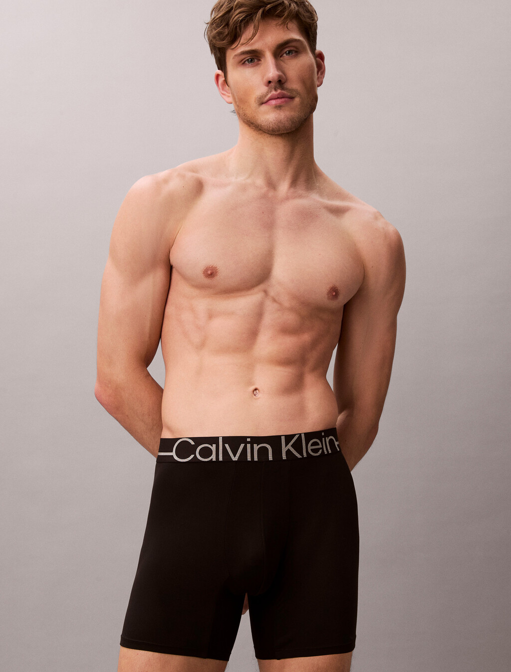 Icon 超細纖維金屬標誌彈性四角內褲, Black, hi-res