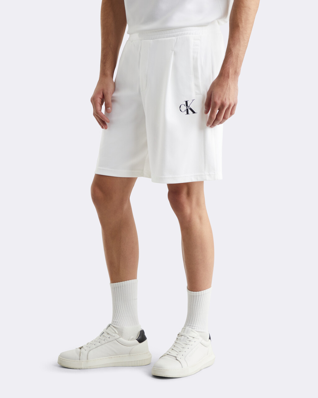 Cooling Pleated Sweat Shorts, BRIGHT WHITE, hi-res