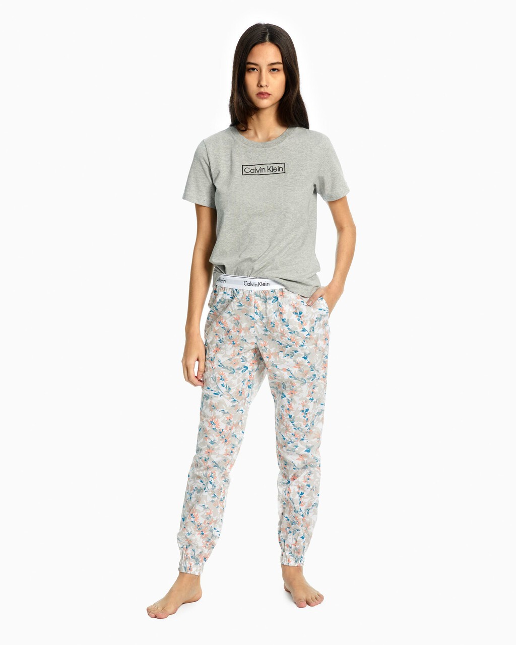 WOVEN COTTON JOGGERS, FLORAL MESH+WHITE, hi-res