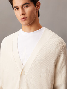 Monogram Relaxed Cardigan, Ivory, hi-res