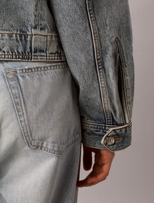 Cropped Denim Utility Jacket, TATTERED LAPIS, hi-res