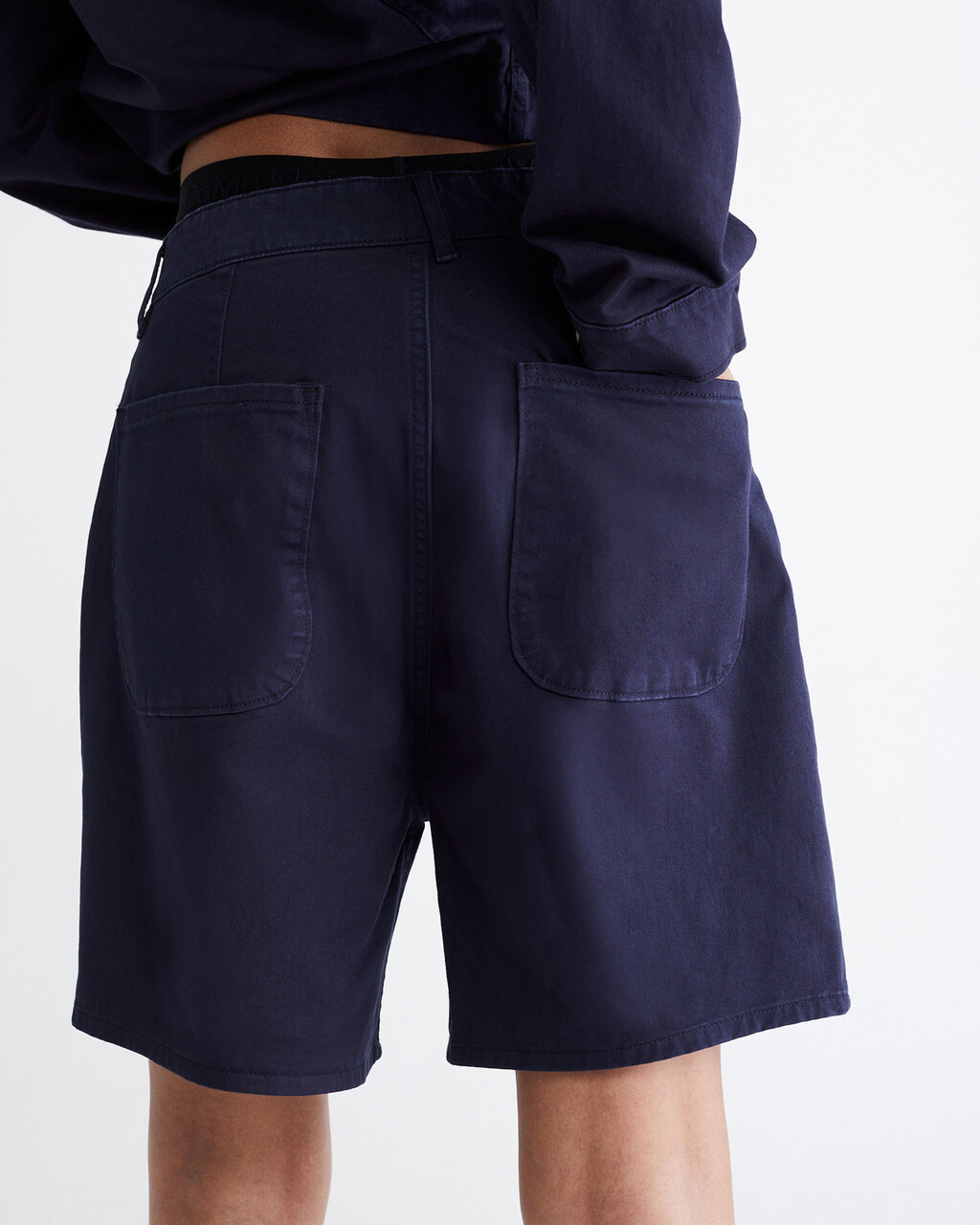 STANDARDS OVERDYED 高腰闊腿短褲, NAVY BLAZER-410, hi-res