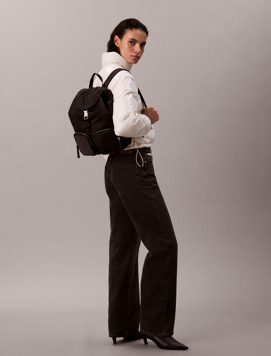 Soft Satin Nylon Flap Backpack