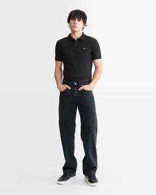 Ck Badge Slim Smooth Cotton Polo, Ck Black, hi-res