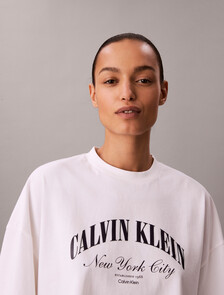 Cropped Varsity Logo T-shirt, Bright White, hi-res