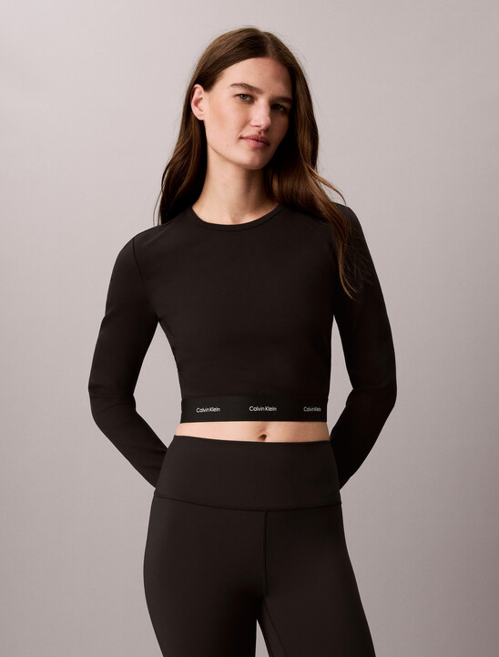Logo Band Cropped Long Sleeve Top