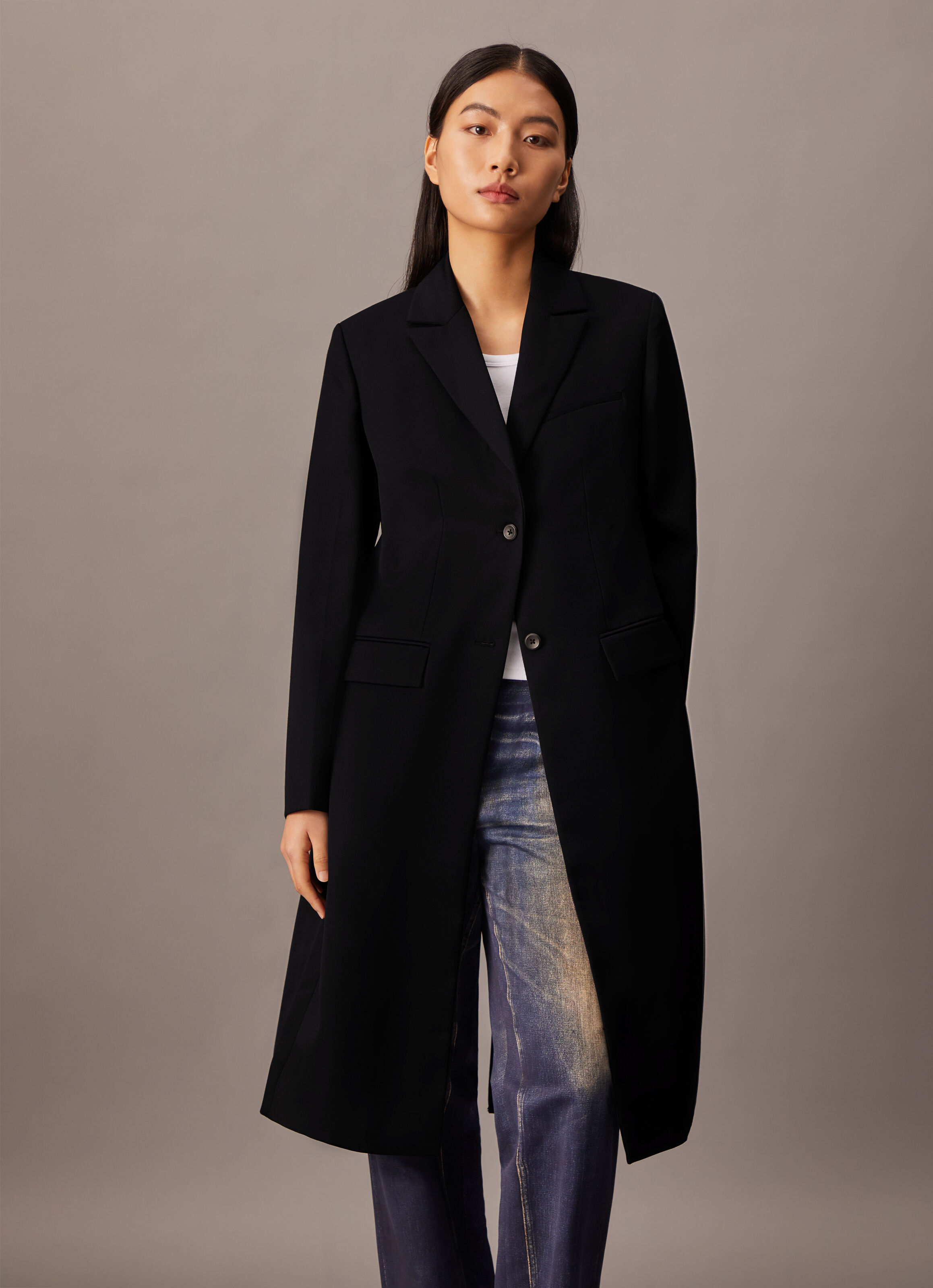 Single breasted topcoat top