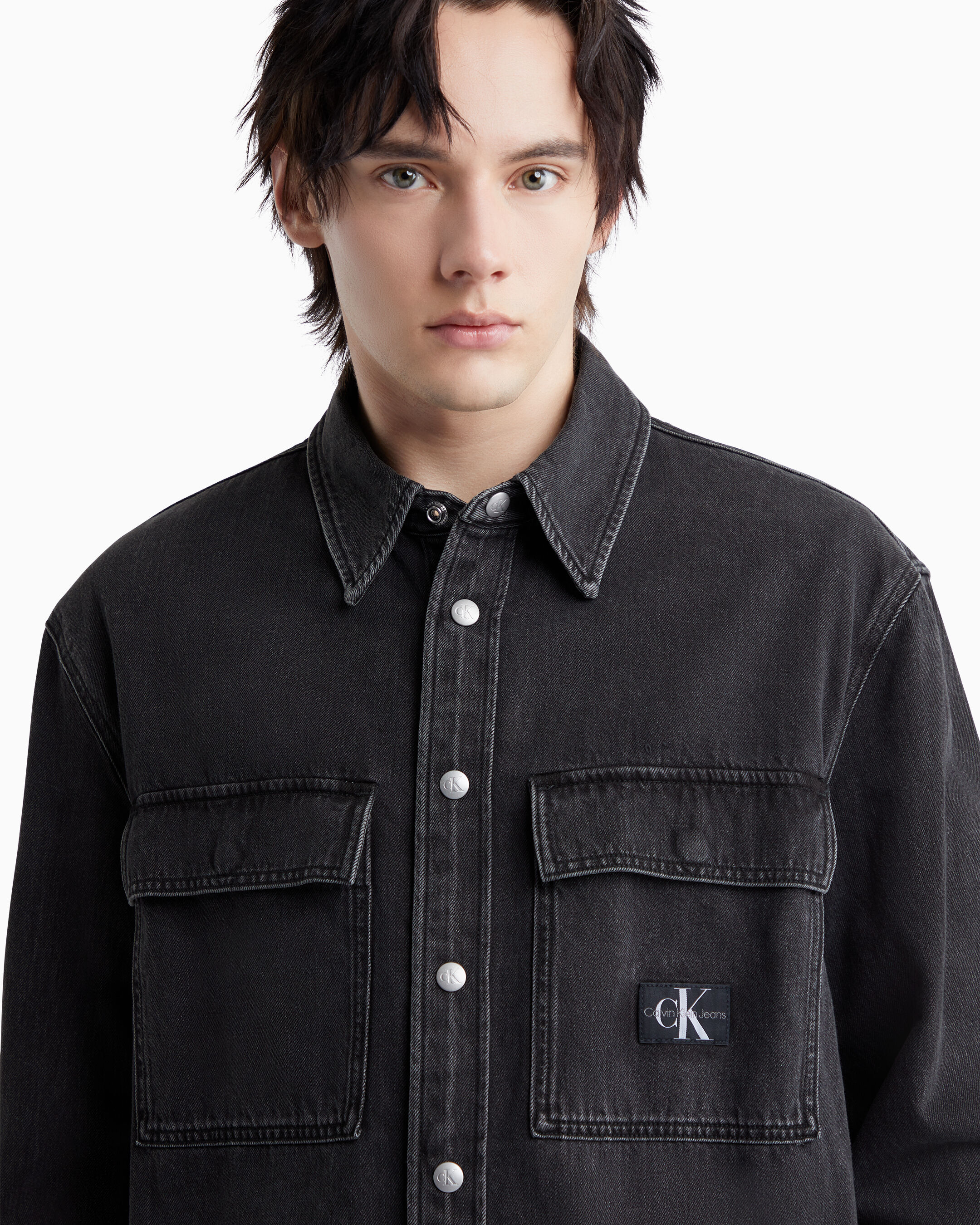 Calvin klein sales black denim shirt