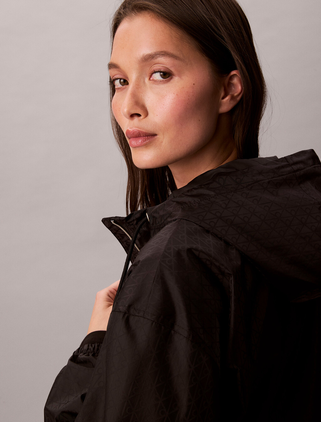 All Over Print Logo Jacquard Wind Jacket, Black, hi-res