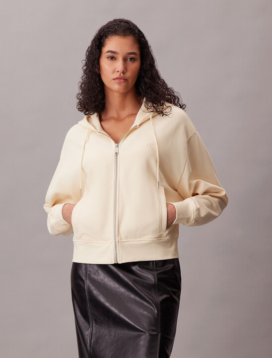 Cropped Monogram Zip-Up Hoodie