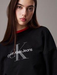 Monogram 短版衛衣, Black, hi-res