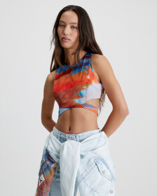 MOVEMENTS CUT OUT BACK ZIP TOP, Motion Flower Aop, hi-res