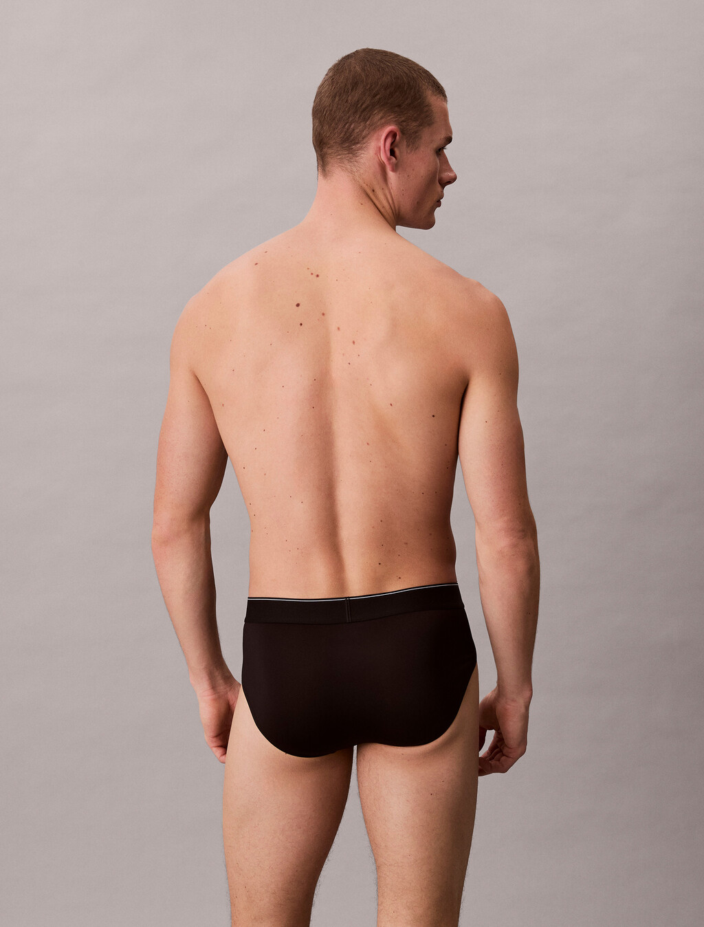 Monogram 超細纖維彈性低腰三角內褲, Black, hi-res