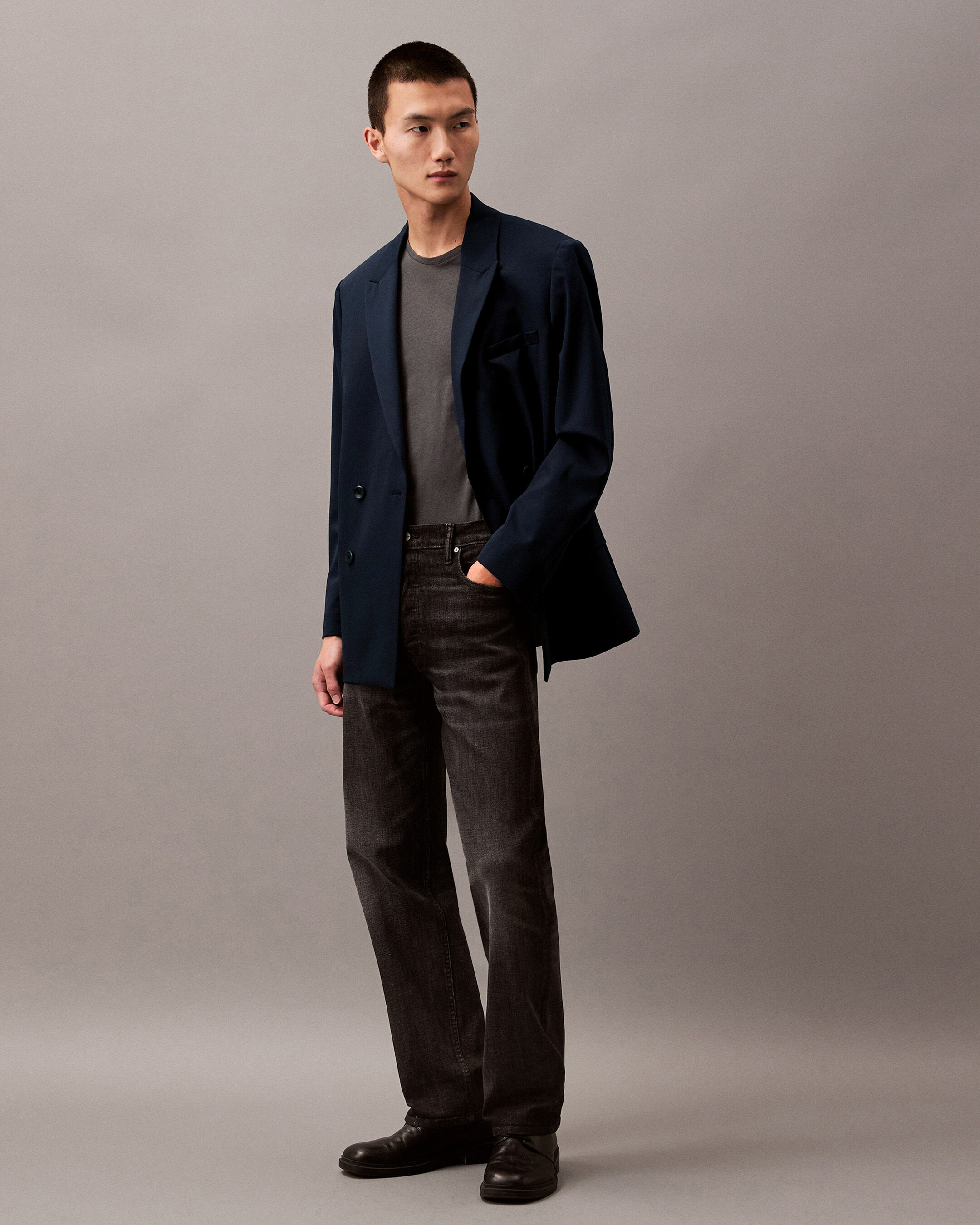 Wool Double Breasted Blazer blue Calvin Klein Hong Kong