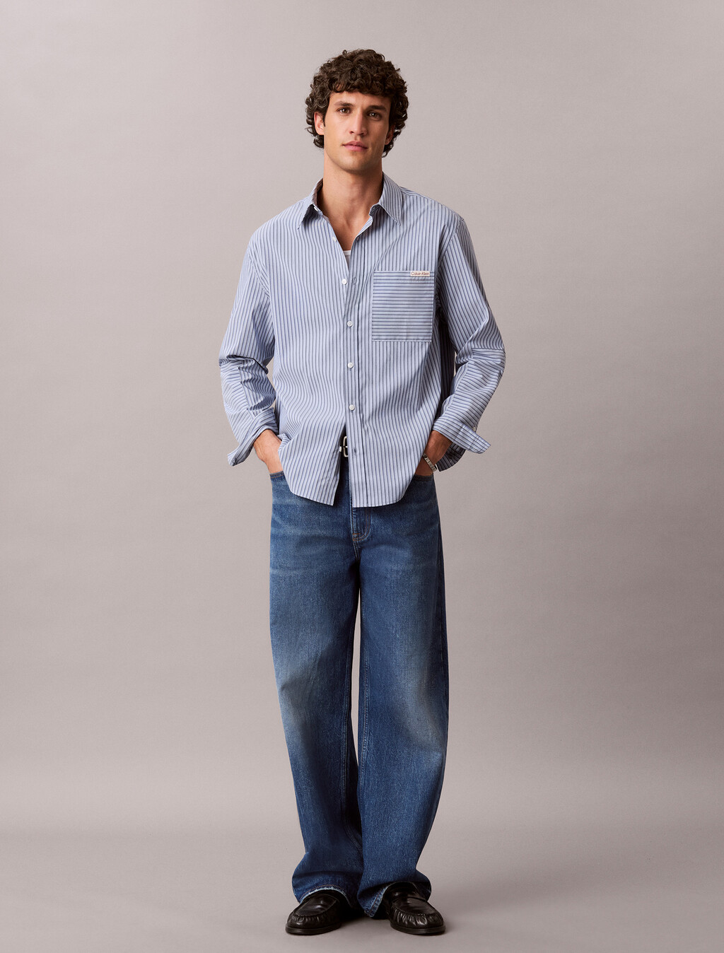 Coolmax 涼感條紋寬版襯衫, Blue Majesty, hi-res