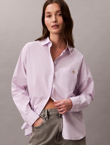 Relaxed Cotton Poplin Shirt, Island Lilac, hi-res