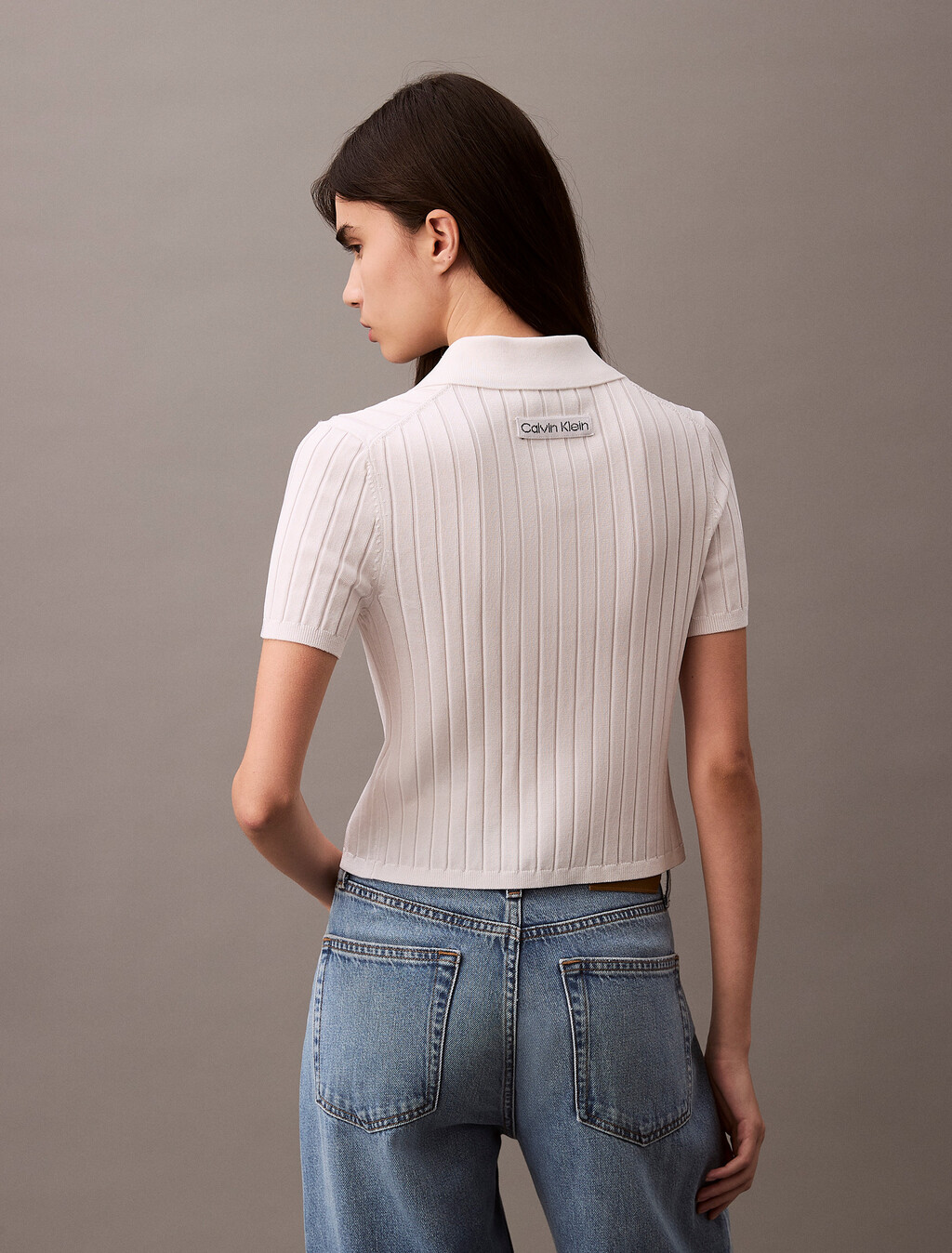 Silky Cropped Baby Polo Shirt, Brilliant White, hi-res