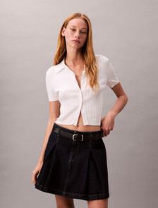 Pleated Denim Skirt, CK CLASSIC RINSE, hi-res