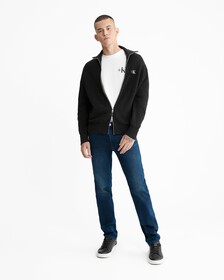 Rib Knit Zip Up Cardigan, Ck Black, hi-res