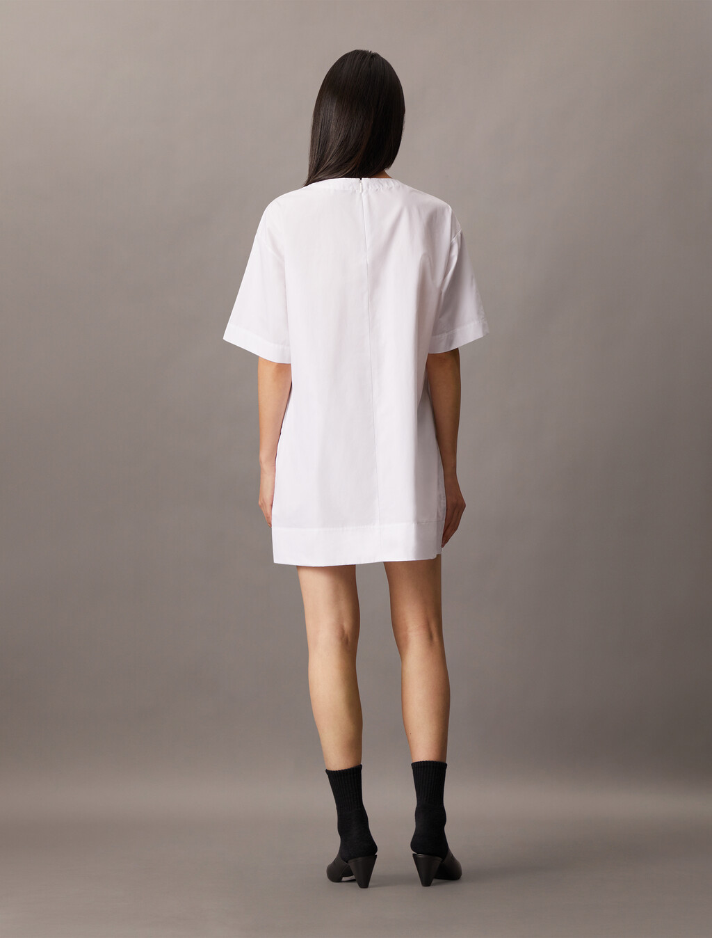棉質寬鬆迷你 T 恤連身裙, Brilliant White, hi-res