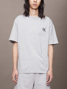 Calvin Logo 圓領上衣, Heroic Grey Heather, hi-res