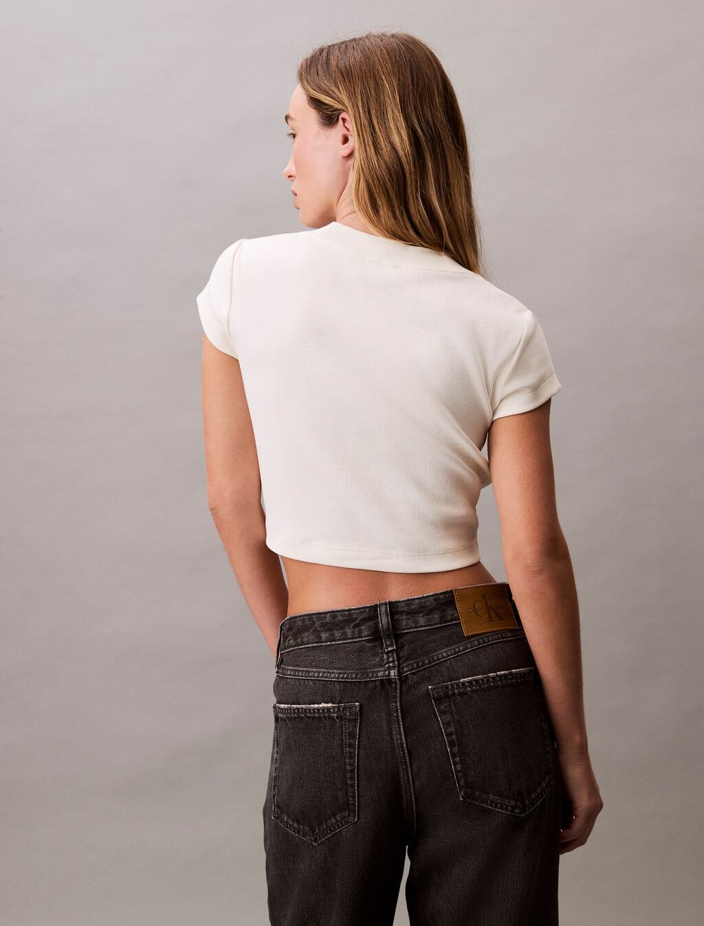 Slim Cropped Monogram T-shirt, Sweet Corn, hi-res