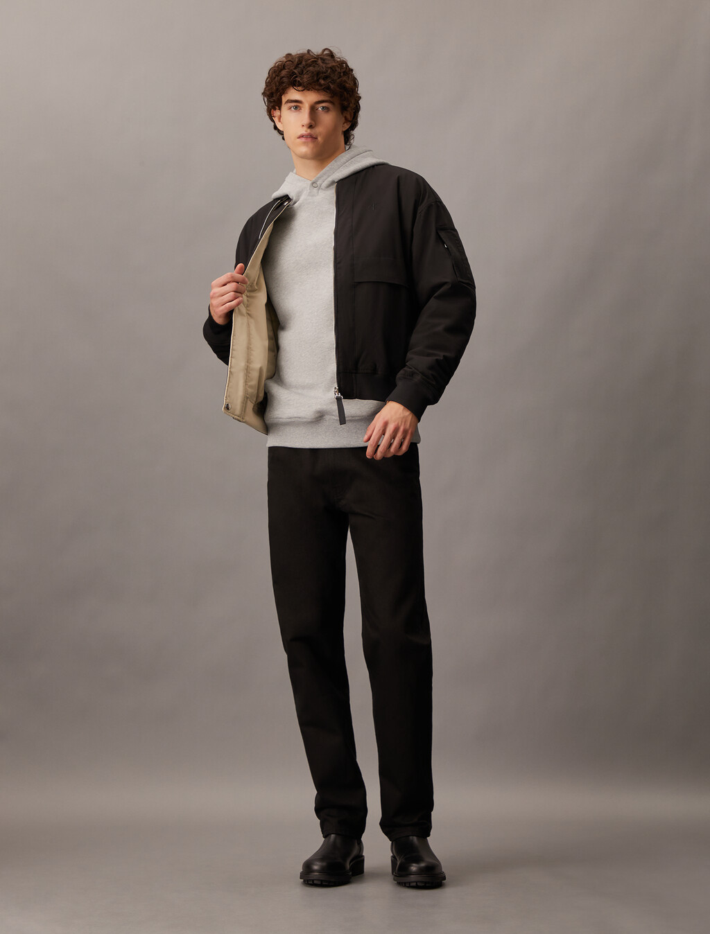 厚棉質標誌連帽衛衣, Light Grey Heather, hi-res