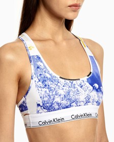 Modern Cotton Unlined Bralette, Hero Graphic Floral+White, hi-res