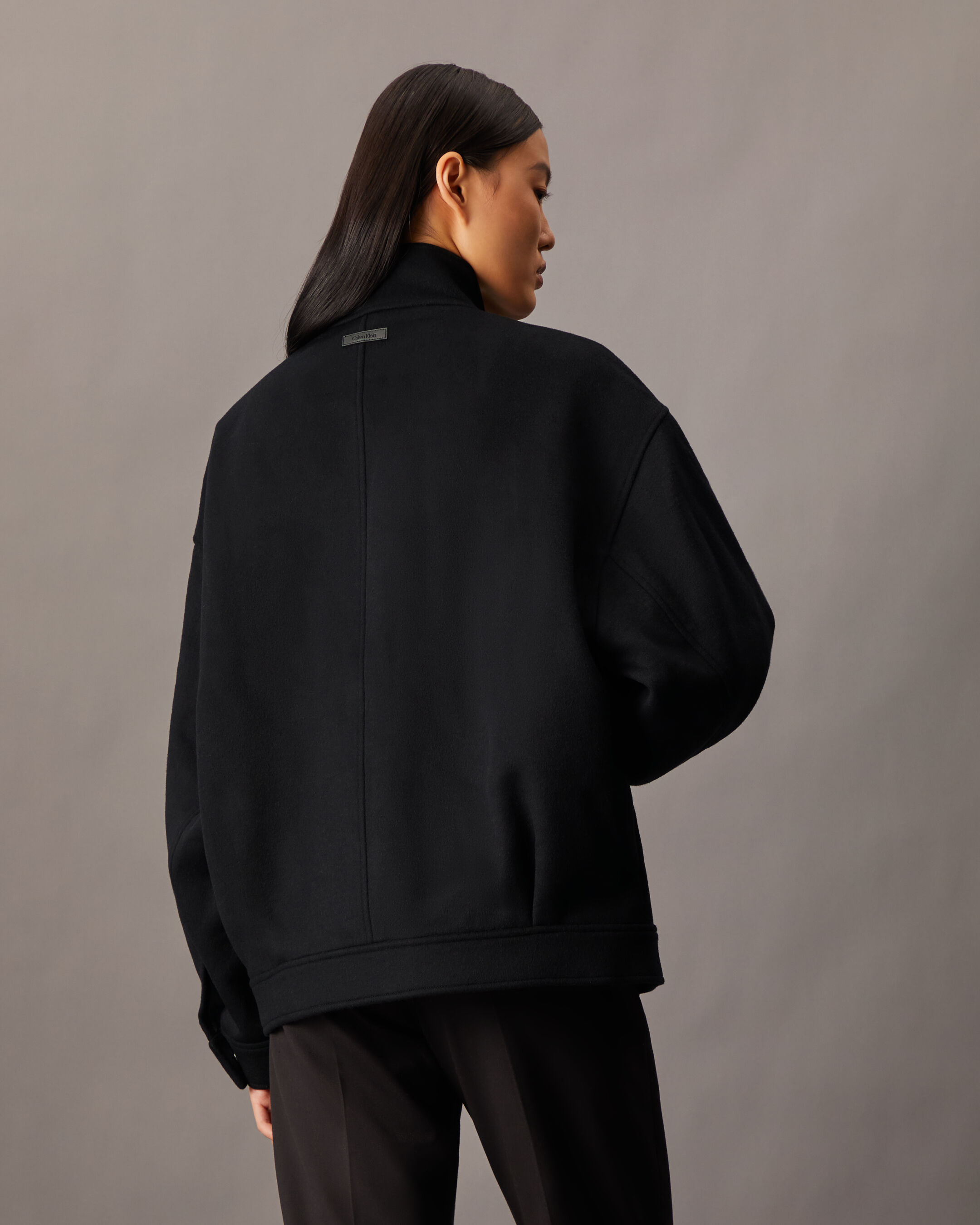 Cashmere Wool Blend Short Bomber Jacket | black | Calvin