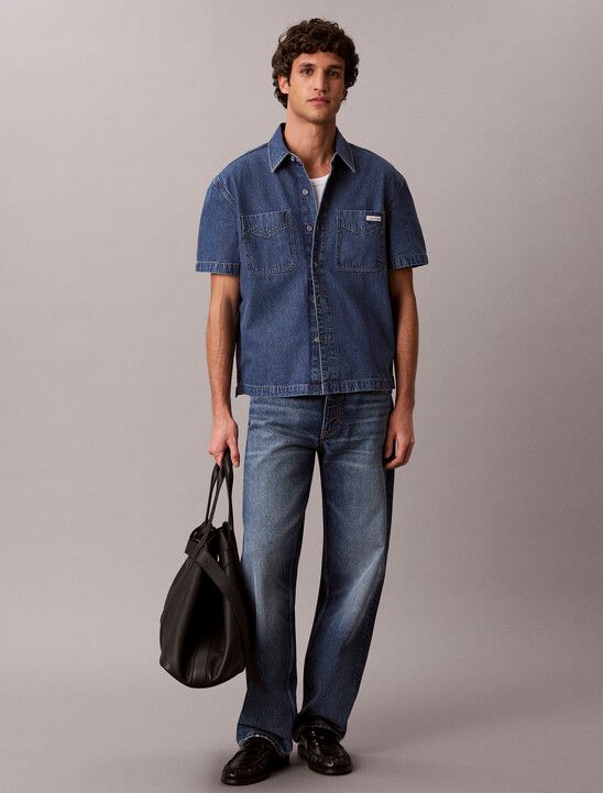 Boxy Denim Short Sleeve Shirt
