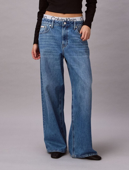Logo Waistband Low Rise Baggy Jeans