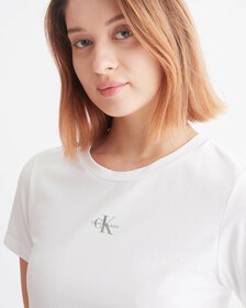 MICRO MONOLOGO 修身 T 裇, Bright White, hi-res