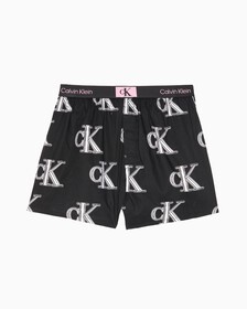 Calvin Klein 1996 梭織棉質平角內褲, CHROME LOGO+BLACK, hi-res