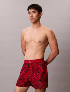 CK X Cotton Monogram 修身四角內褲, PAINTED TIGER RED GALA, hi-res