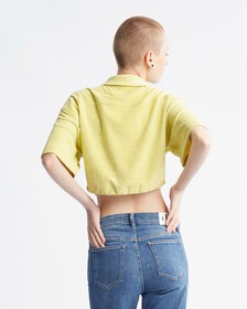Summer Textures Towel Button Down Shirt, Yellow Sand, hi-res