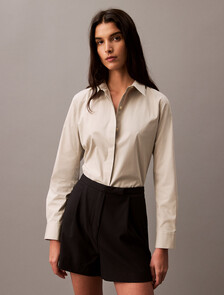 Poplin Classic Stretch Button-Down Shirt, Pussywillow Gray, hi-res