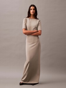 Backless Jersey Dress, Elephant Skin, hi-res