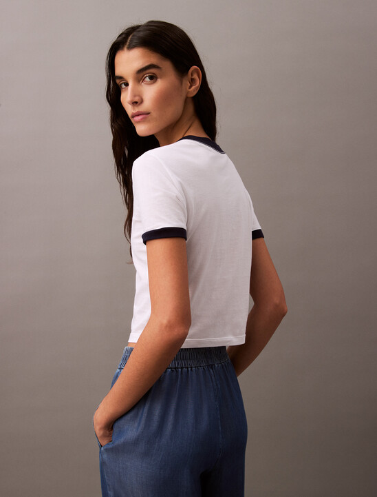 Cropped Logo Ringer T-shirt