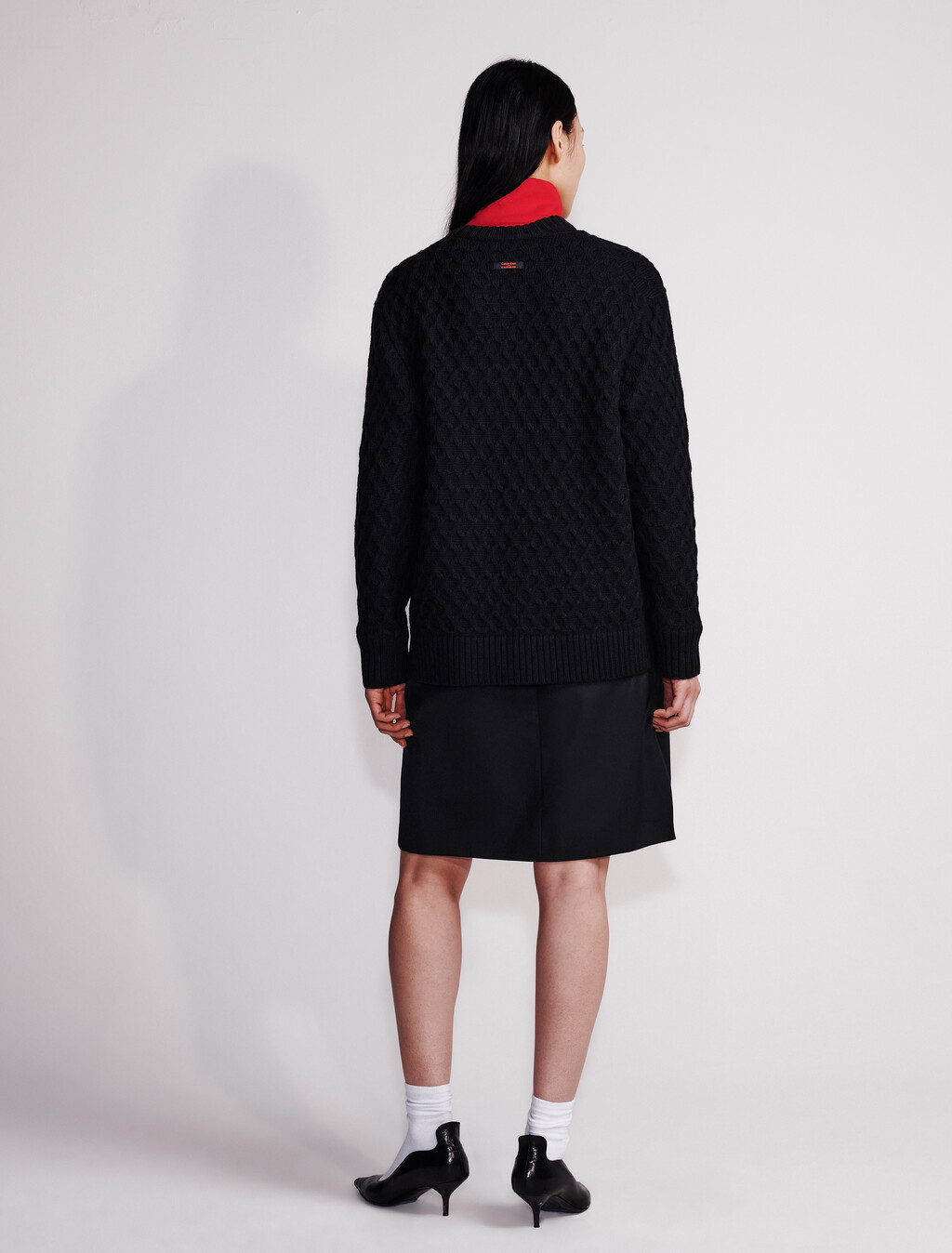 Wool Blend Tailored Skirt, Black, hi-res
