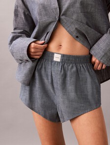 Cotton Chambray Pyjama Top, Indigo, hi-res