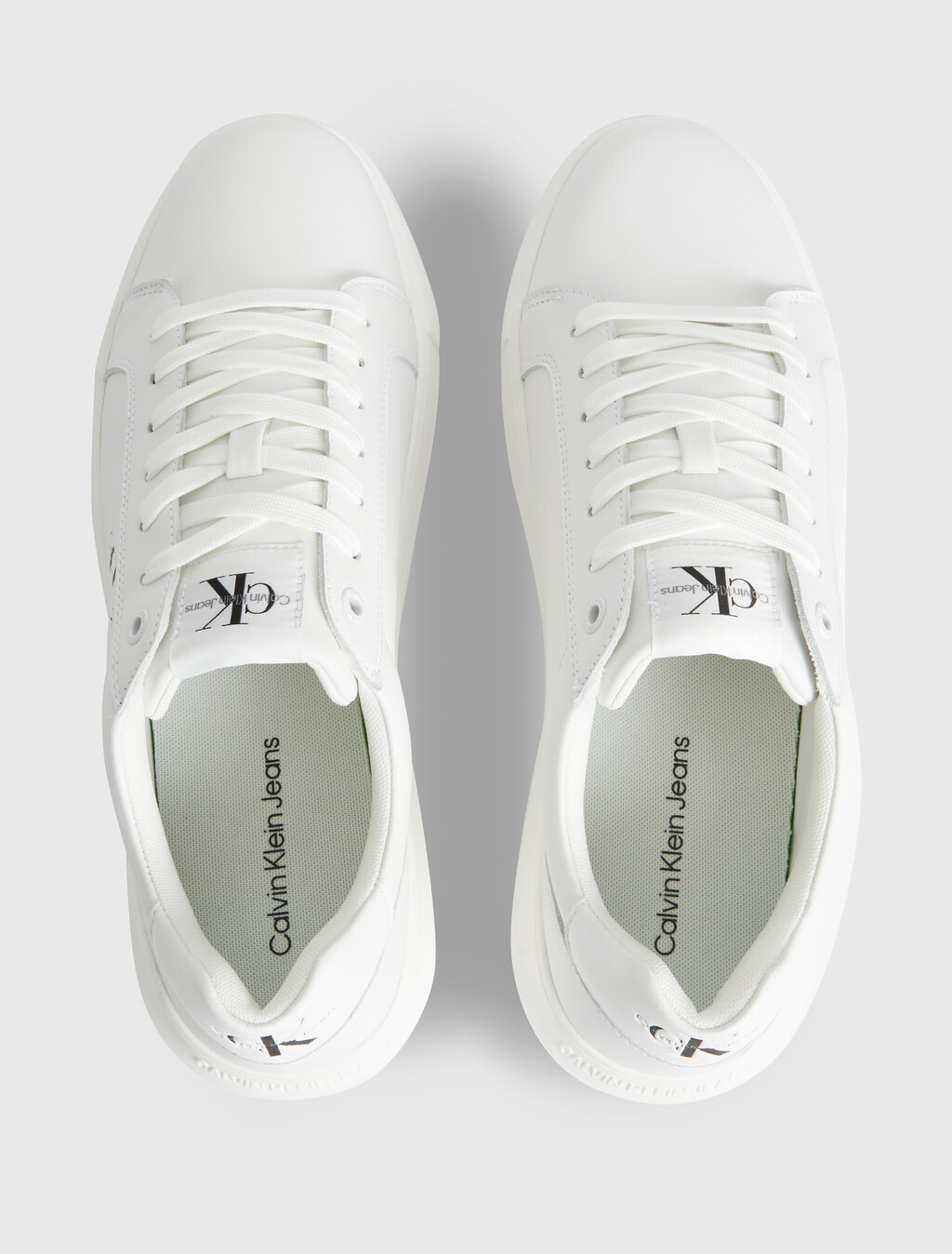 Leather Trainers, White/Black, hi-res