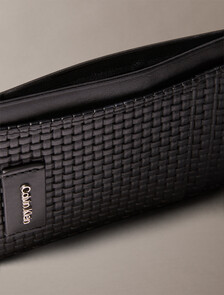 Embossed Woven Card Case, Black, hi-res