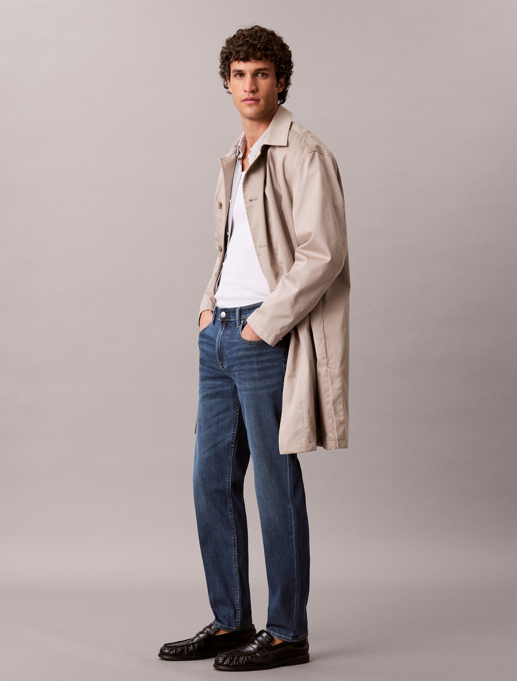 深色水洗 Body 窄腳牛仔褲, DENIM DARK, hi-res