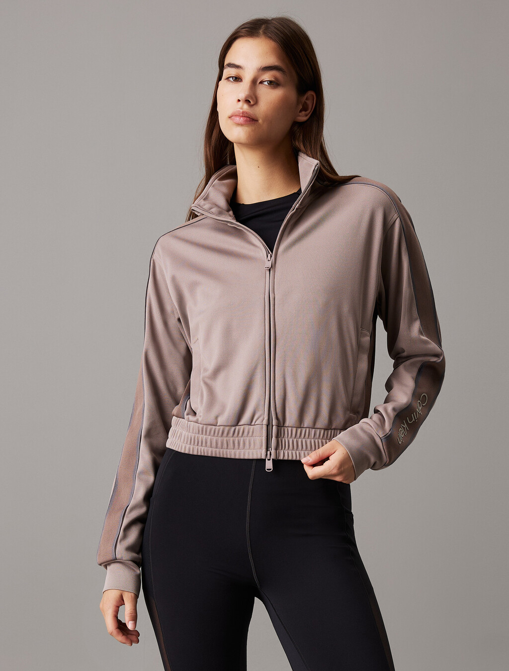 Icon Tricot Zip Thru Jacket, Driftwood, hi-res