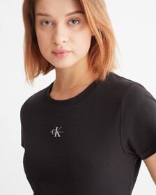 MICRO MONOLOGO 修身 T 裇, Ck Black, hi-res