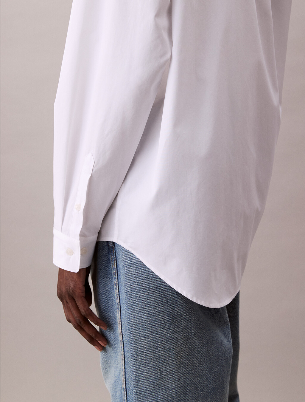 Cotton Relaxed Button-Down Shirt, Brilliant White, hi-res