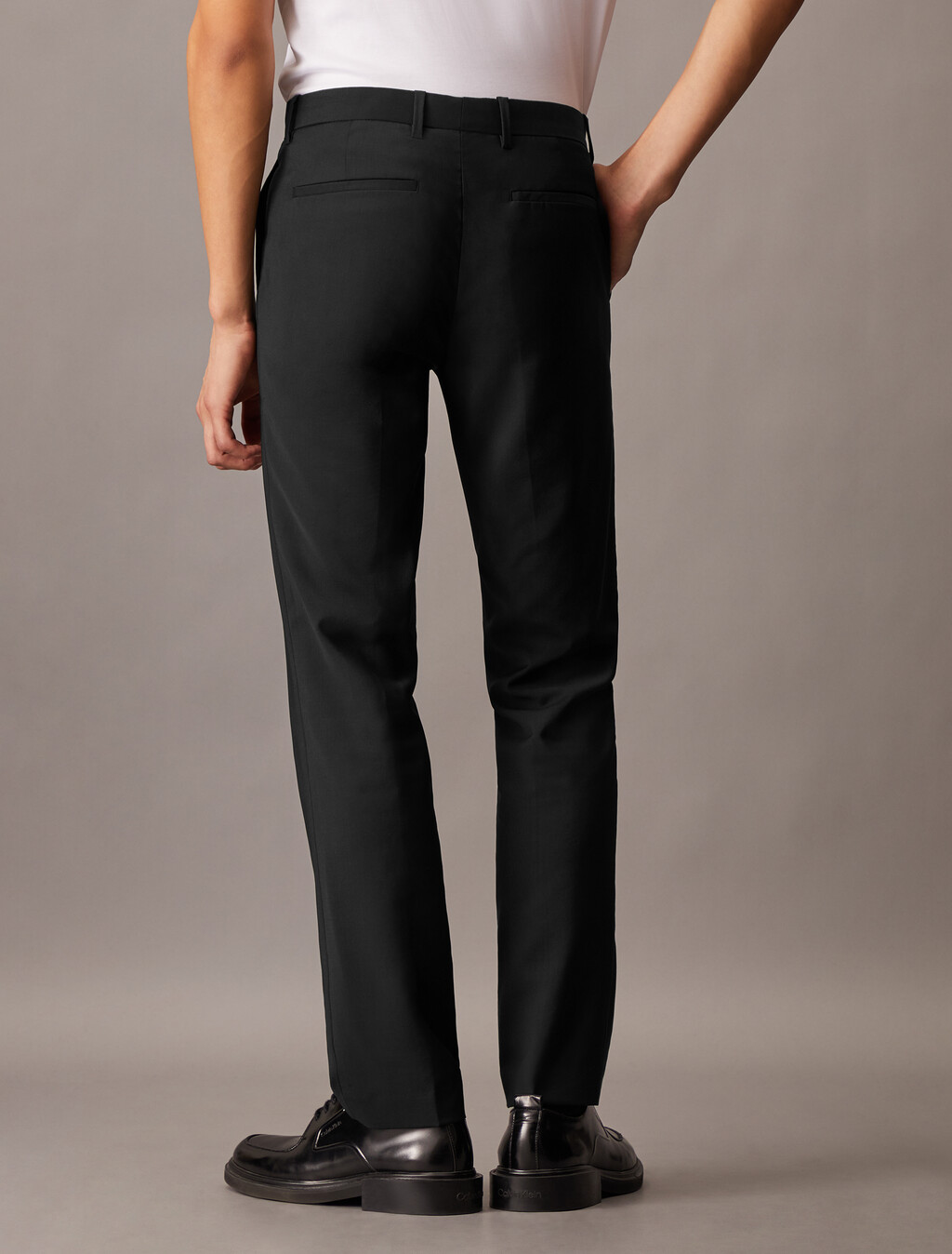 Refined Virgin Wool Slim Trouser, Black, hi-res